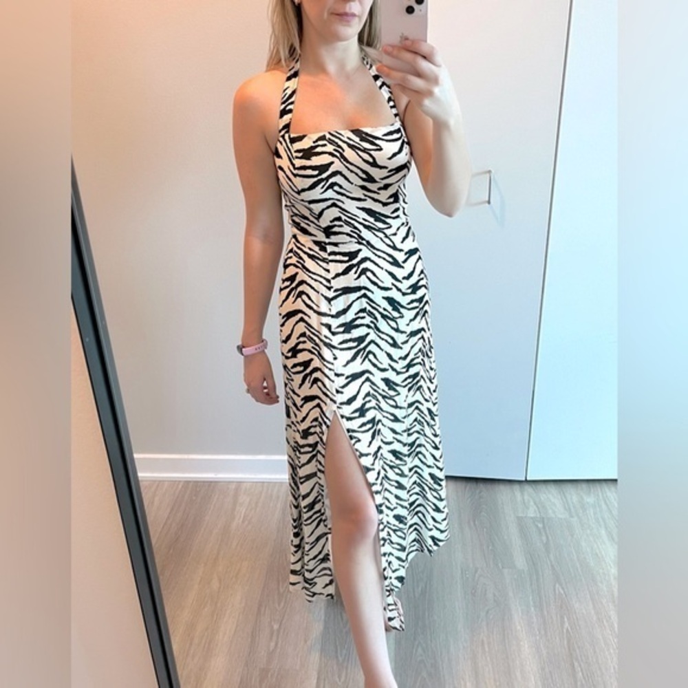 Reformation Nectarine Zebra Print Midi Dress